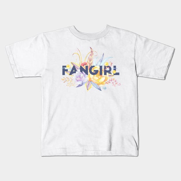 Floral FANGIRL Kids T-Shirt by literarylifestylecompany